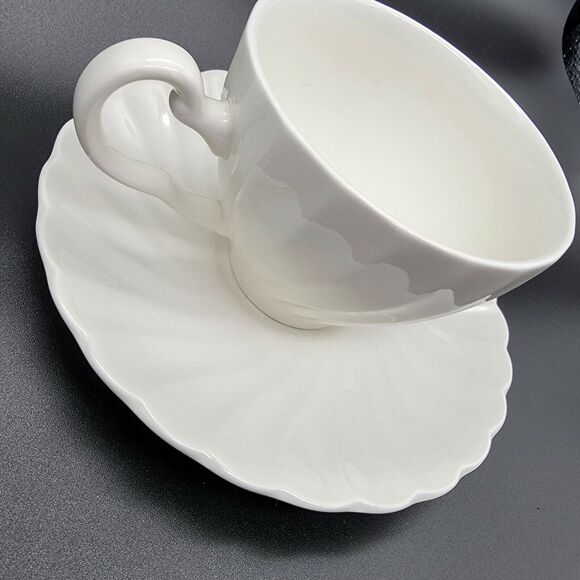 Johnson Bros. Regency Swirl White Tea Cup and Saucer Set - Picture 5 of 11